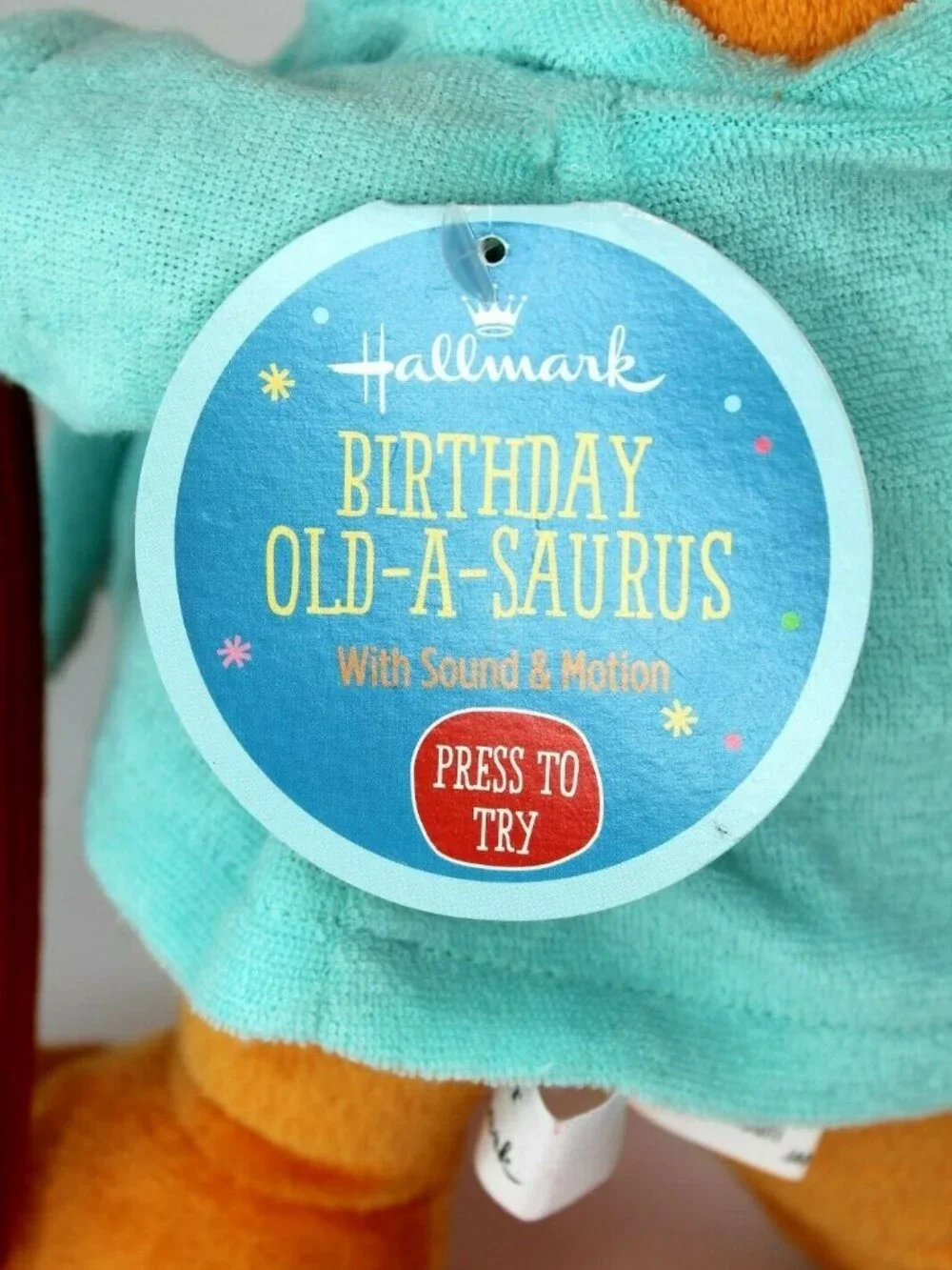 New Hallmark Sound/Motion Birthday Old-A-Saurus Collectible 13” Tall Plush Nwt